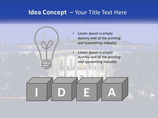 A Picture Of The White House At Night PowerPoint Template