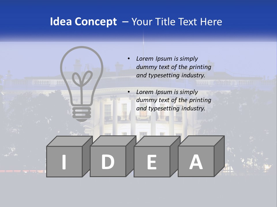 A Picture Of The White House At Night PowerPoint Template