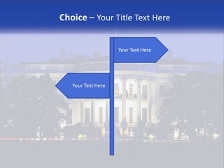 A Picture Of The White House At Night PowerPoint Template