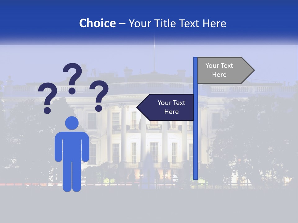 A Picture Of The White House At Night PowerPoint Template