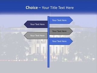A Picture Of The White House At Night PowerPoint Template