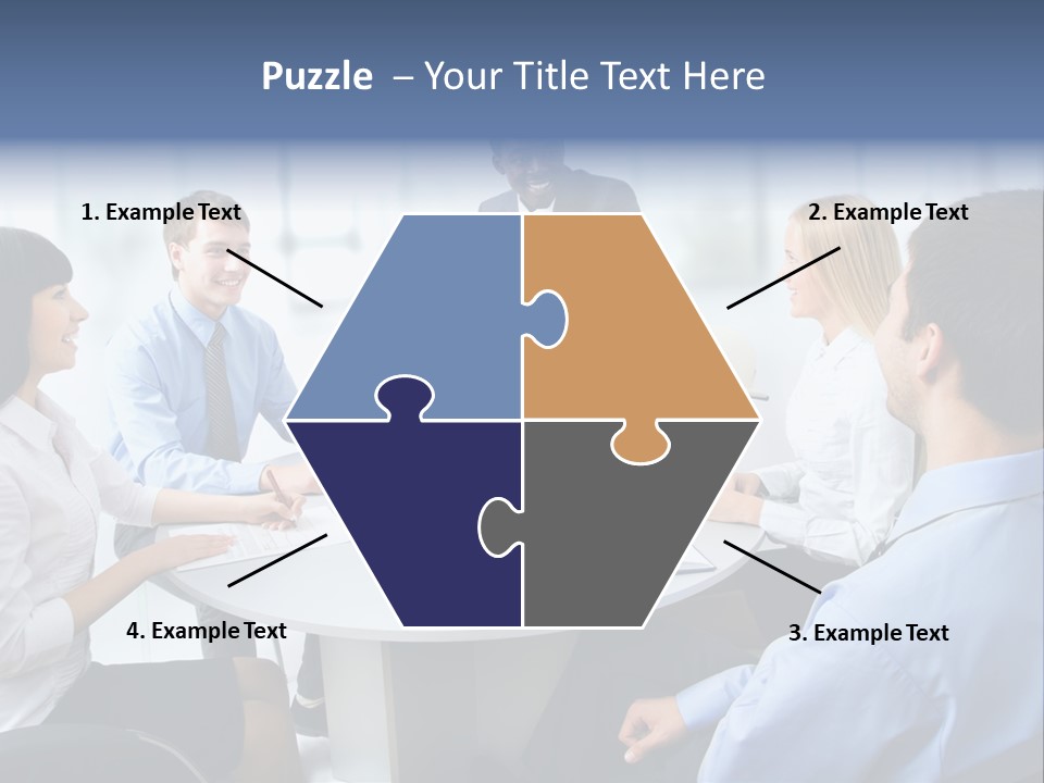 A Group Of Business People Sitting Around A Table PowerPoint Template