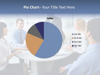 A Group Of Business People Sitting Around A Table PowerPoint Template