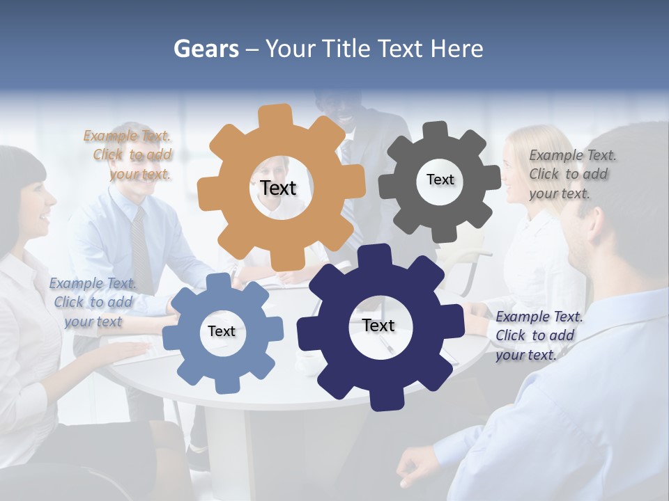 A Group Of Business People Sitting Around A Table PowerPoint Template