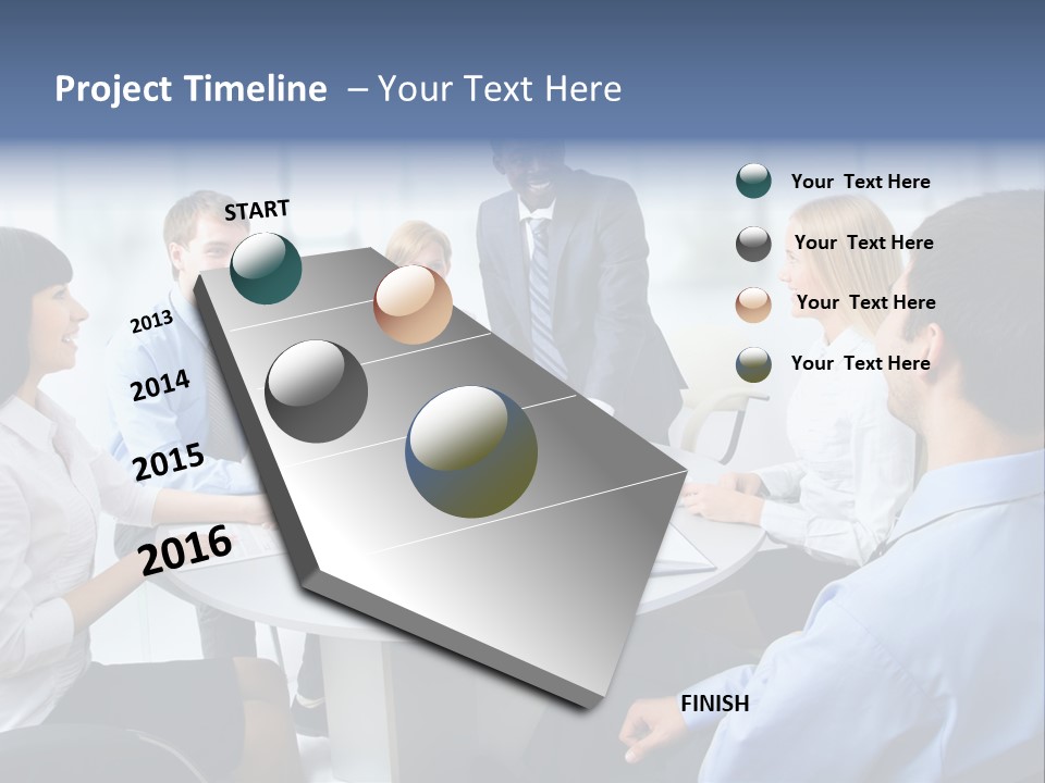 A Group Of Business People Sitting Around A Table PowerPoint Template