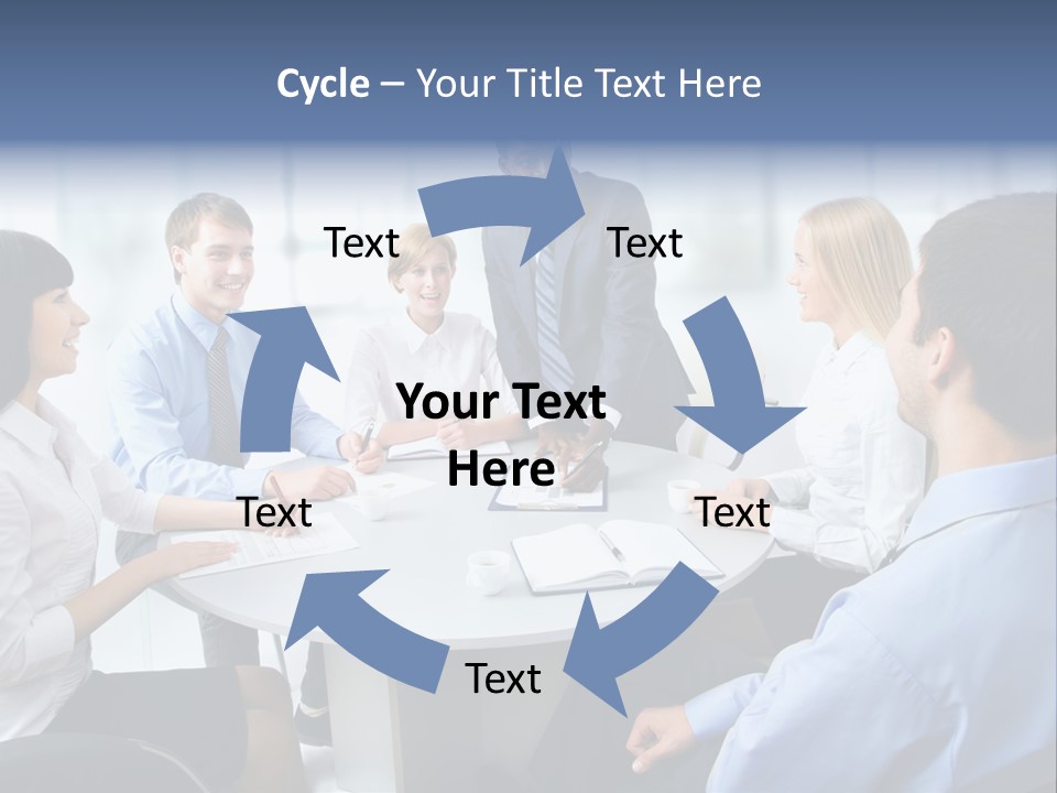 A Group Of Business People Sitting Around A Table PowerPoint Template