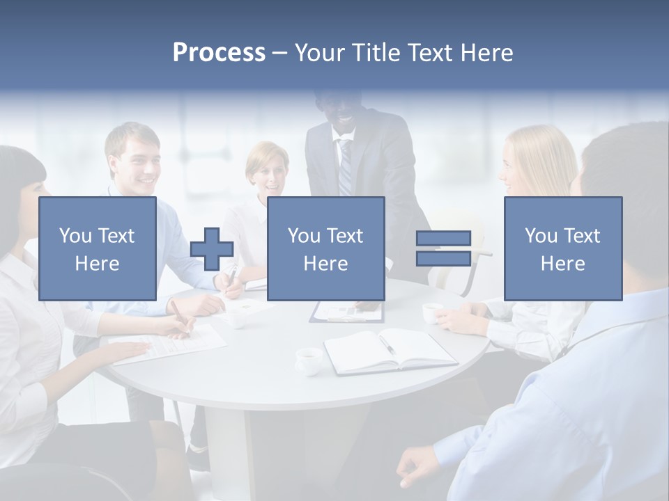 A Group Of Business People Sitting Around A Table PowerPoint Template