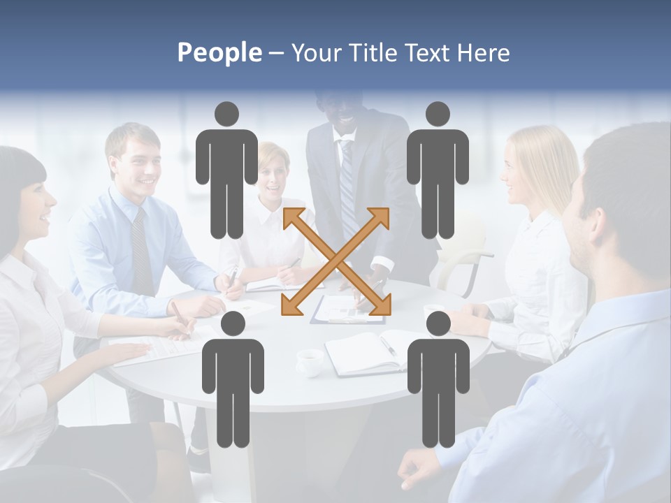 A Group Of Business People Sitting Around A Table PowerPoint Template