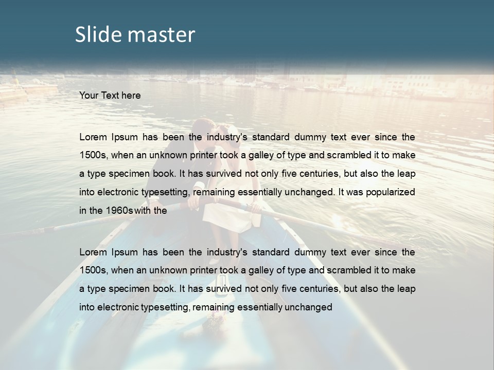 A Man And Woman Kissing On A Boat In The Water PowerPoint Template