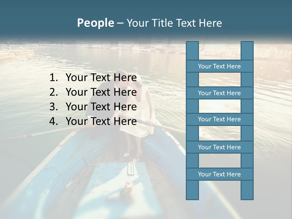 A Man And Woman Kissing On A Boat In The Water PowerPoint Template