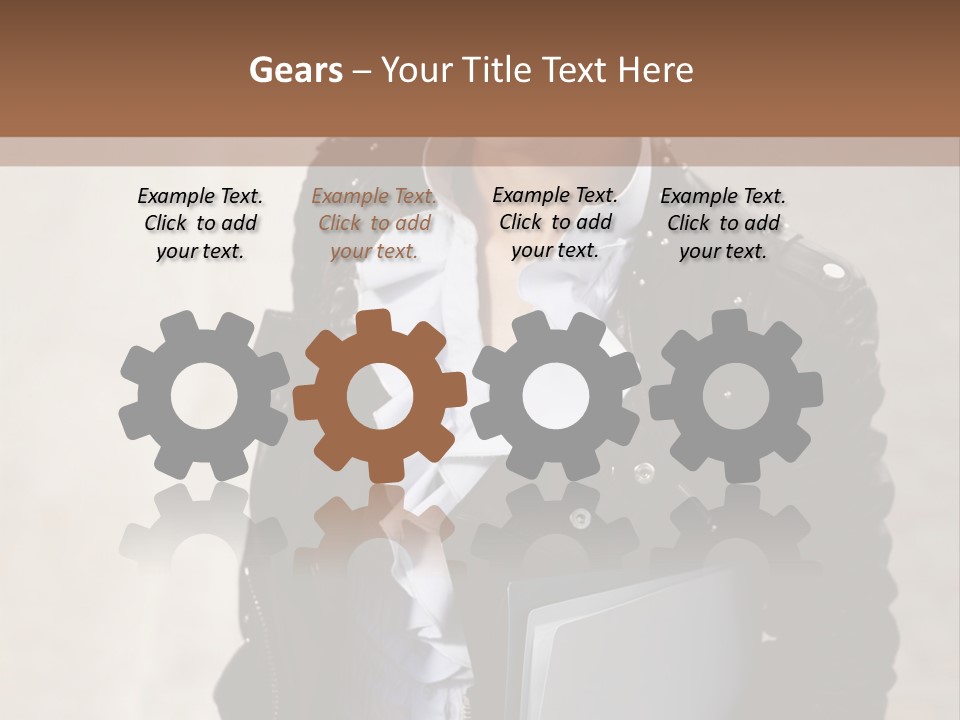 A Woman Is Holding A Folder And Smiling PowerPoint Template