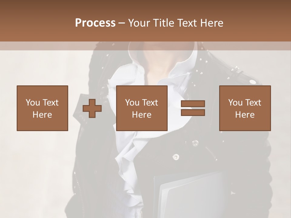 A Woman Is Holding A Folder And Smiling PowerPoint Template