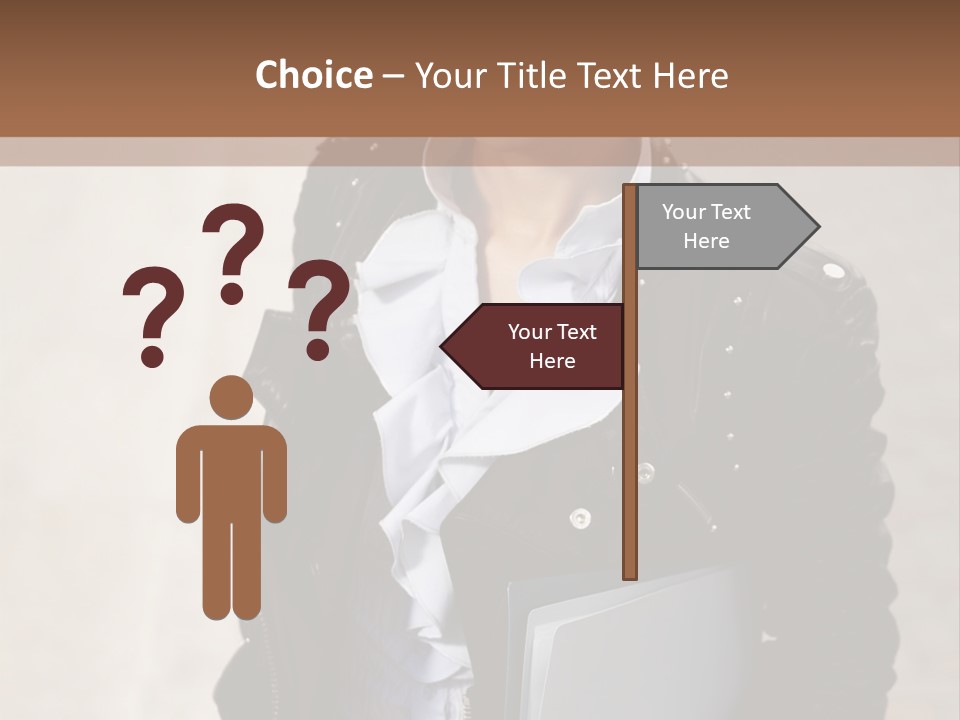 A Woman Is Holding A Folder And Smiling PowerPoint Template