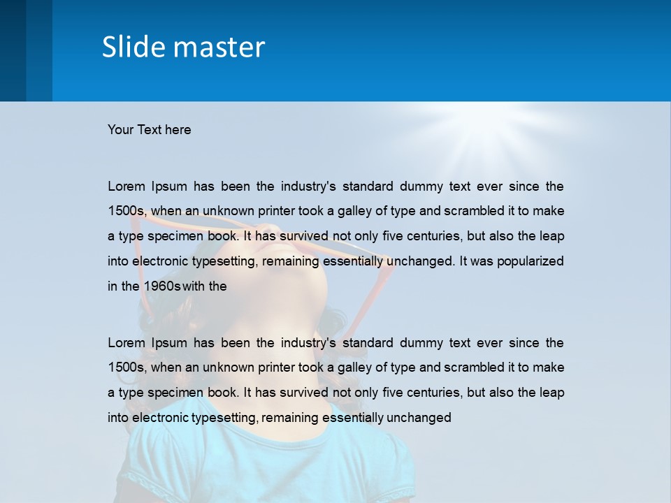 A Woman Wearing Sunglasses Is Looking Up At The Sun PowerPoint Template