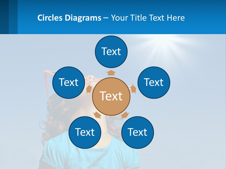 A Woman Wearing Sunglasses Is Looking Up At The Sun PowerPoint Template