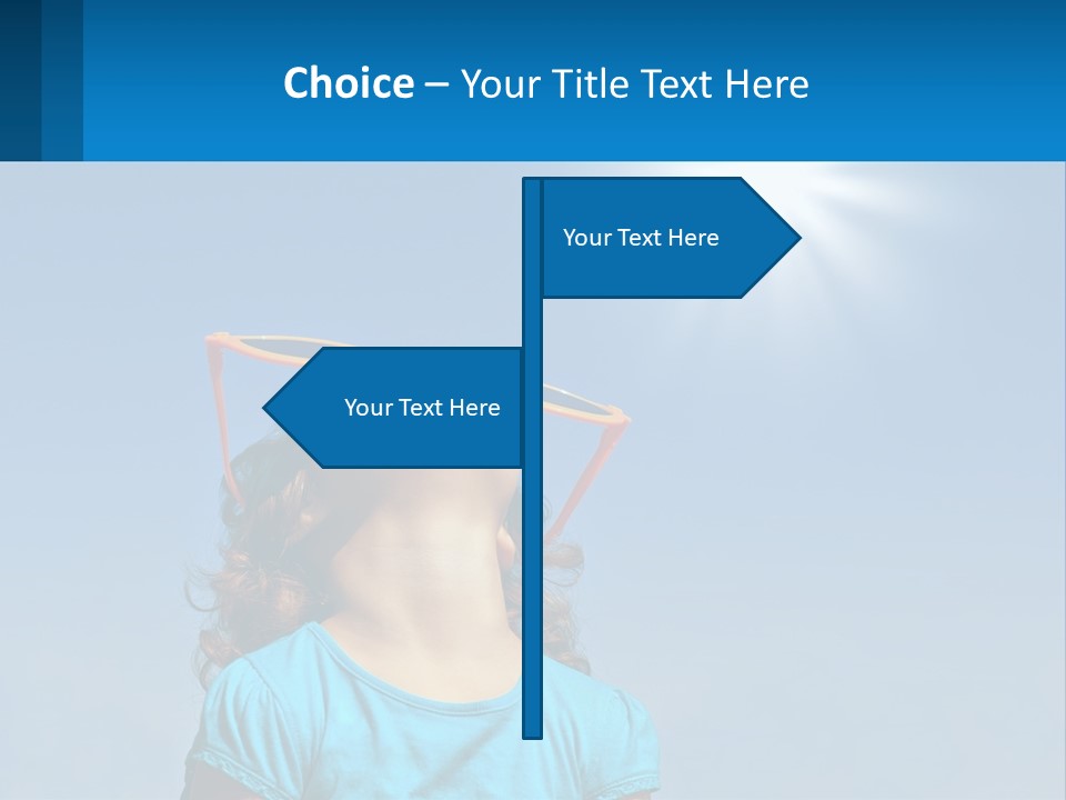 A Woman Wearing Sunglasses Is Looking Up At The Sun PowerPoint Template