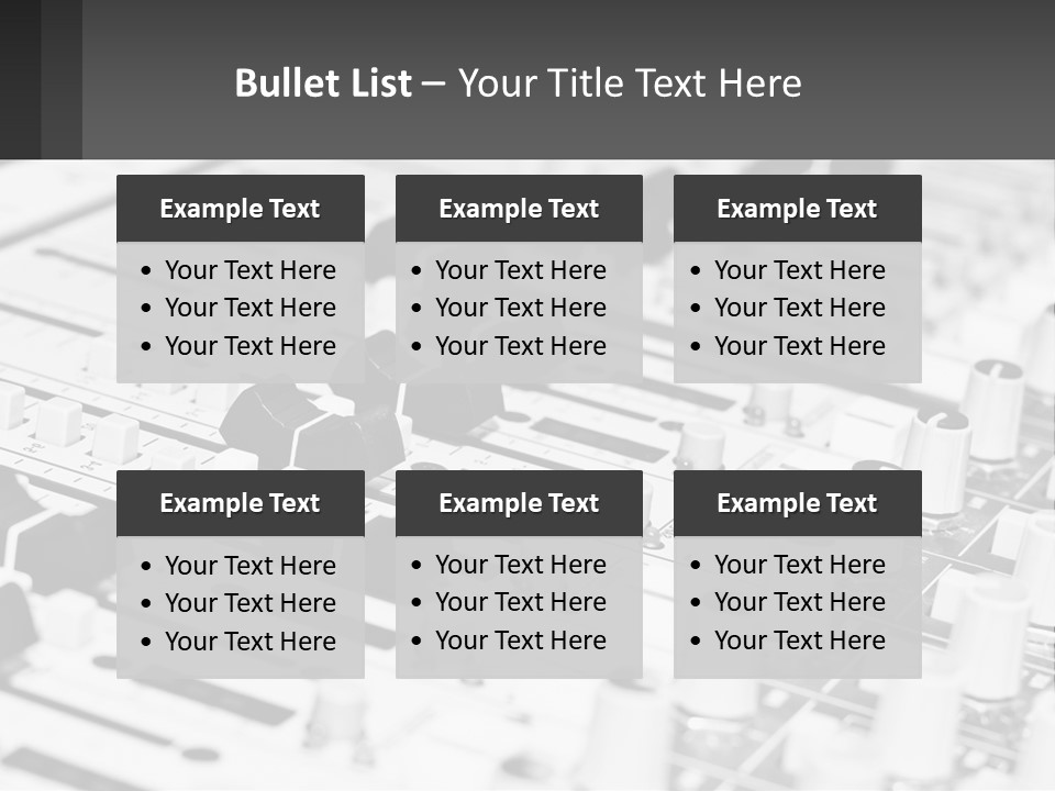 A Sound Board With Many Knobs And Knobs On It PowerPoint Template