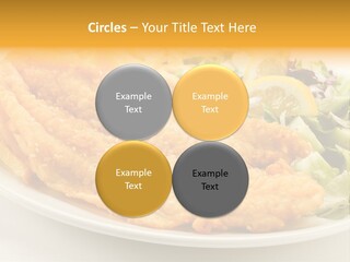 A White Plate Topped With Fish And Fries Next To A Salad PowerPoint Template