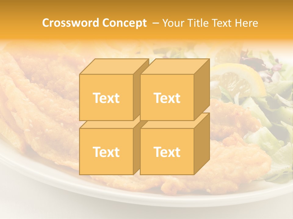 A White Plate Topped With Fish And Fries Next To A Salad PowerPoint Template