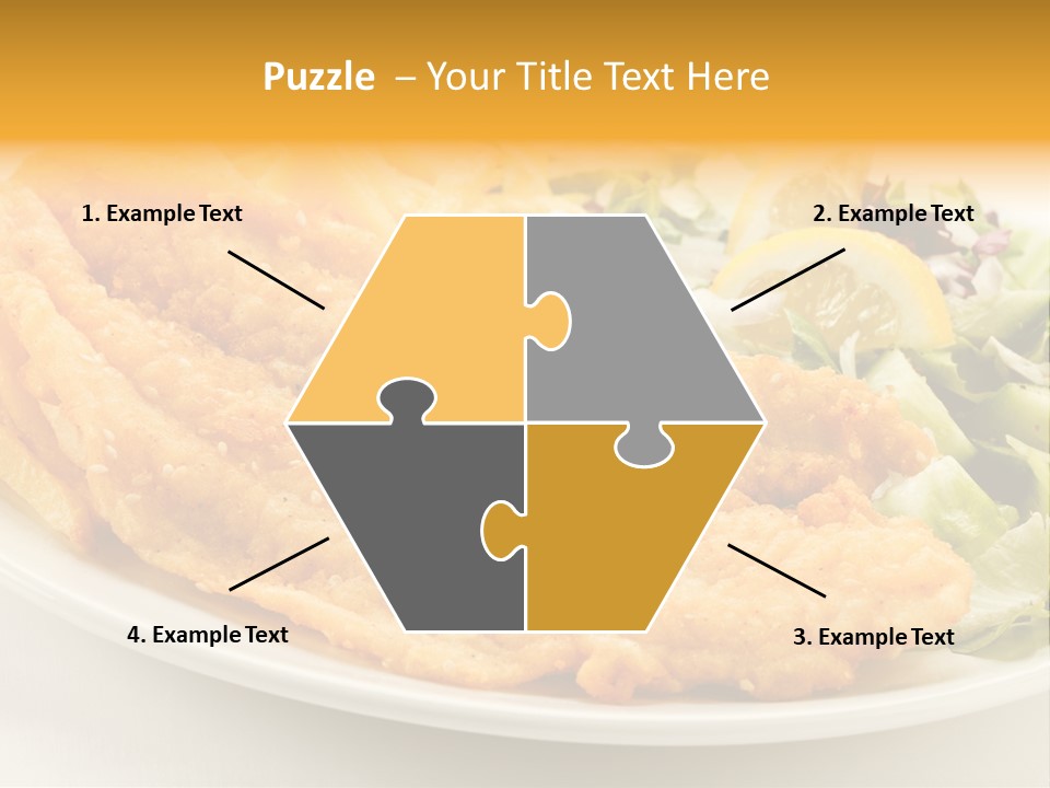 A White Plate Topped With Fish And Fries Next To A Salad PowerPoint Template