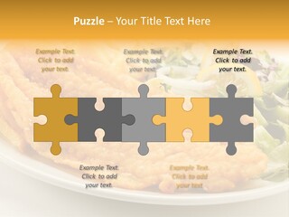 A White Plate Topped With Fish And Fries Next To A Salad PowerPoint Template