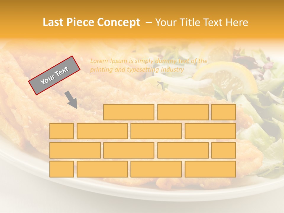 A White Plate Topped With Fish And Fries Next To A Salad PowerPoint Template