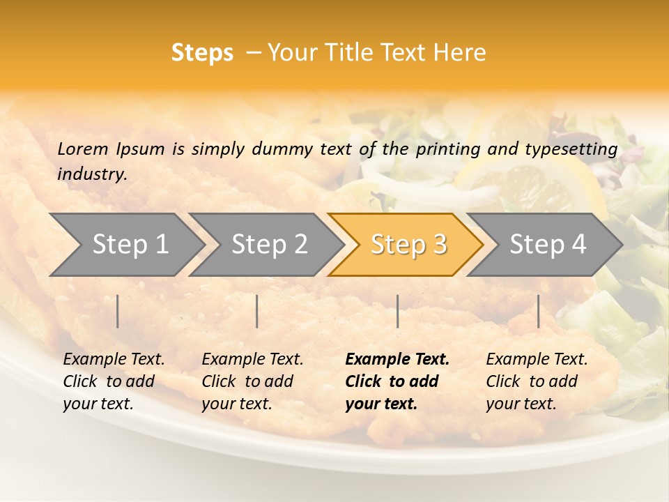 A White Plate Topped With Fish And Fries Next To A Salad PowerPoint Template