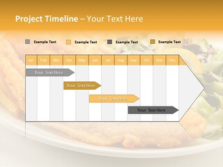 A White Plate Topped With Fish And Fries Next To A Salad PowerPoint Template