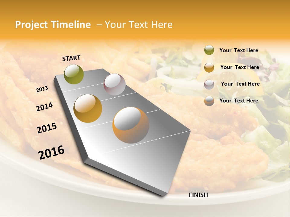 A White Plate Topped With Fish And Fries Next To A Salad PowerPoint Template