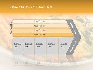 A White Plate Topped With Fish And Fries Next To A Salad PowerPoint Template