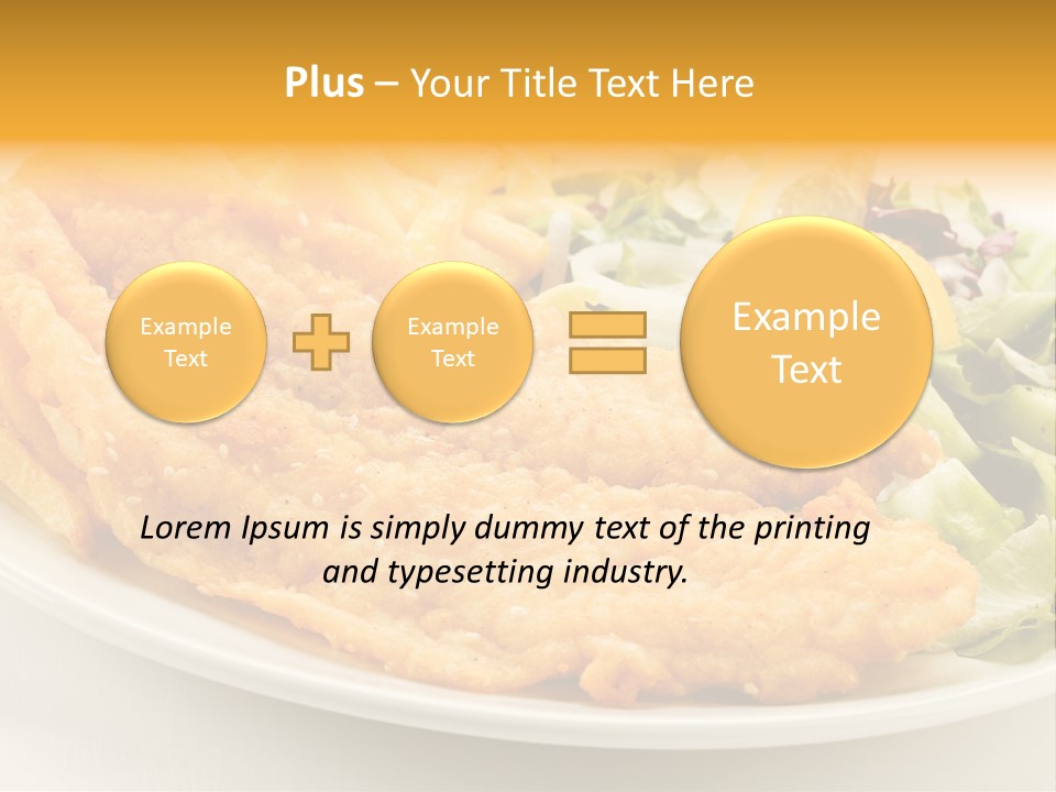 A White Plate Topped With Fish And Fries Next To A Salad PowerPoint Template