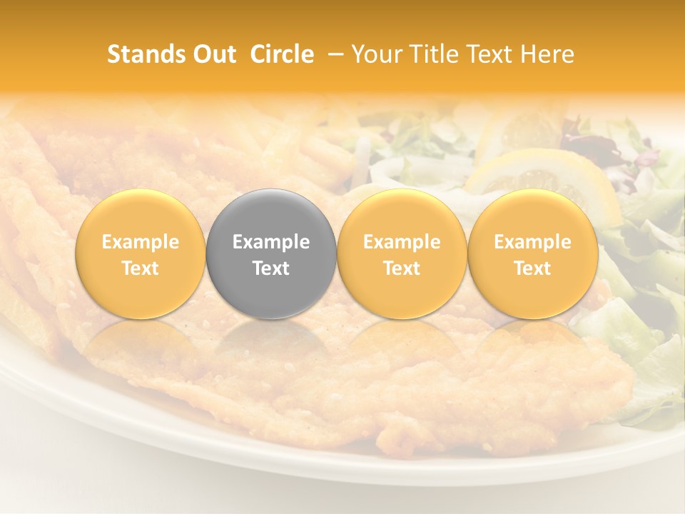 A White Plate Topped With Fish And Fries Next To A Salad PowerPoint Template