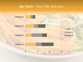 A White Plate Topped With Fish And Fries Next To A Salad PowerPoint Template