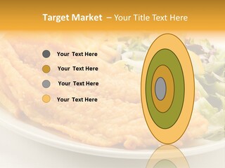 A White Plate Topped With Fish And Fries Next To A Salad PowerPoint Template