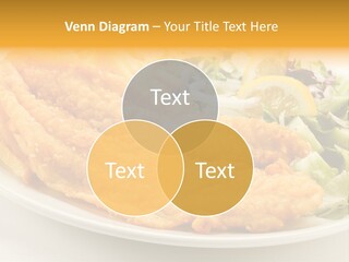 A White Plate Topped With Fish And Fries Next To A Salad PowerPoint Template