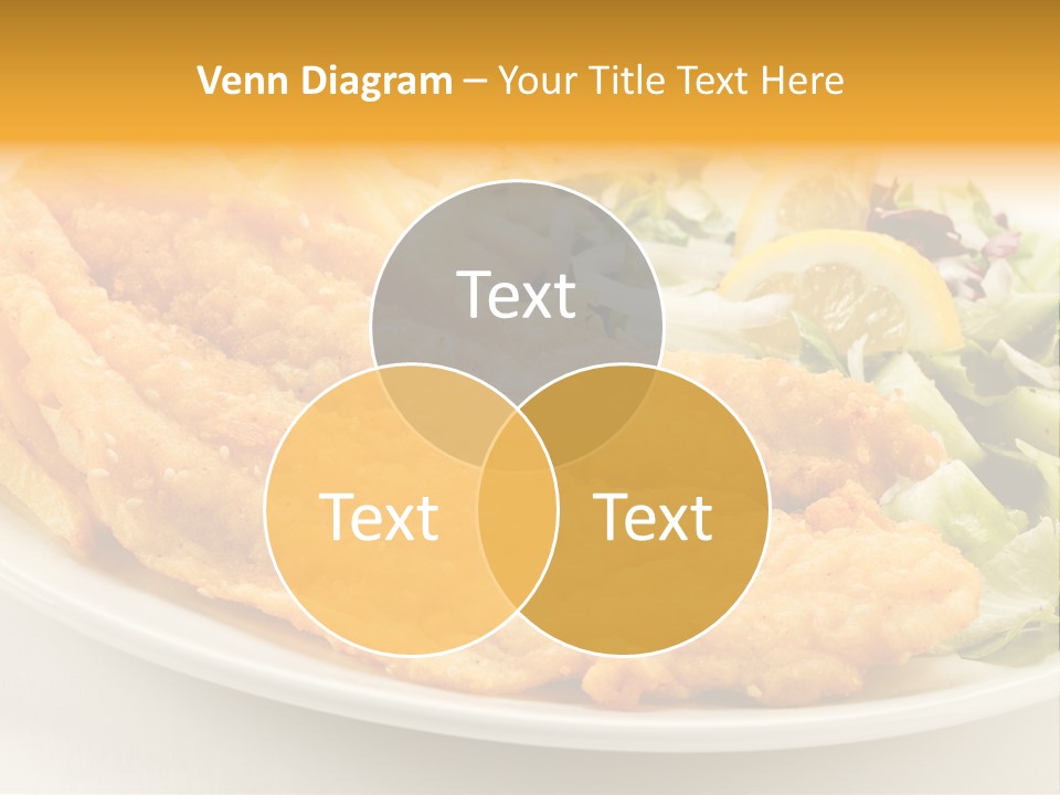 A White Plate Topped With Fish And Fries Next To A Salad PowerPoint Template