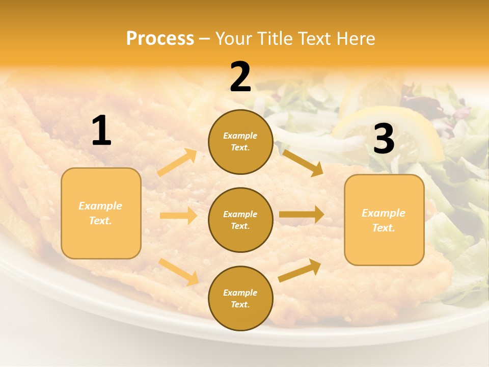 A White Plate Topped With Fish And Fries Next To A Salad PowerPoint Template