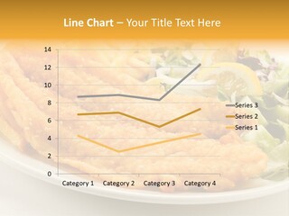 A White Plate Topped With Fish And Fries Next To A Salad PowerPoint Template