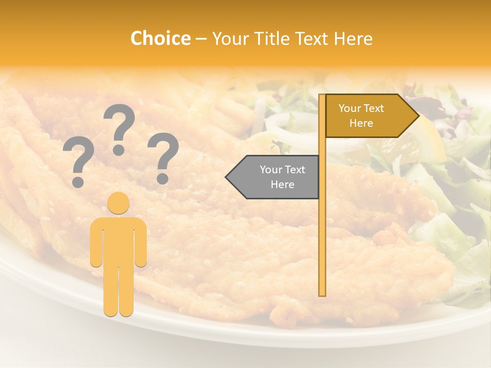 A White Plate Topped With Fish And Fries Next To A Salad PowerPoint Template