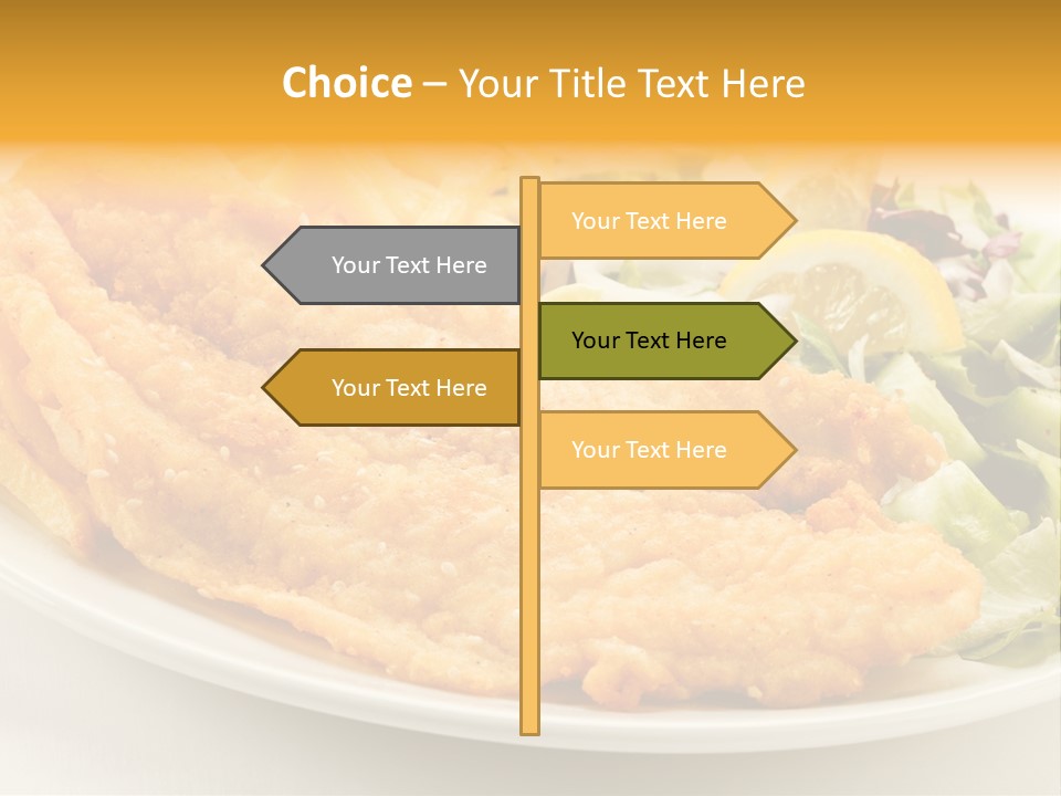 A White Plate Topped With Fish And Fries Next To A Salad PowerPoint Template