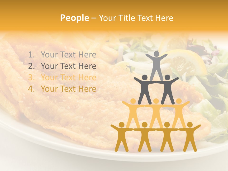 A White Plate Topped With Fish And Fries Next To A Salad PowerPoint Template