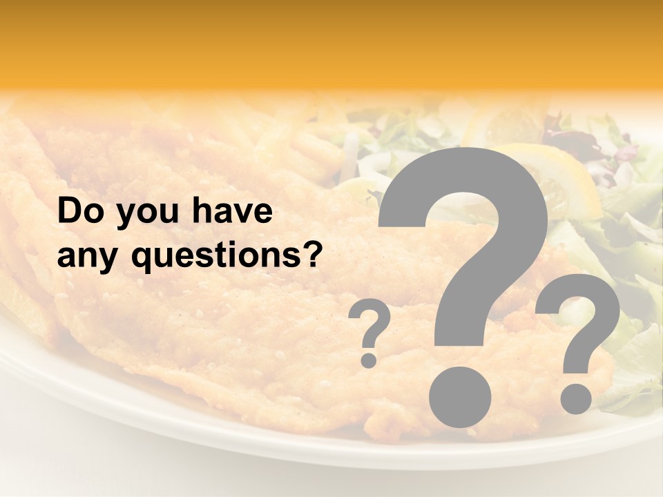 A White Plate Topped With Fish And Fries Next To A Salad PowerPoint Template