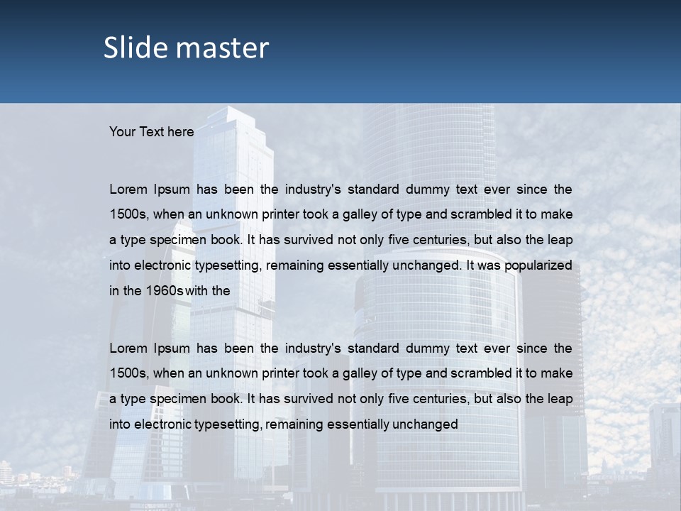 A Group Of Skyscrapers With A Blue Sky In The Background PowerPoint Template