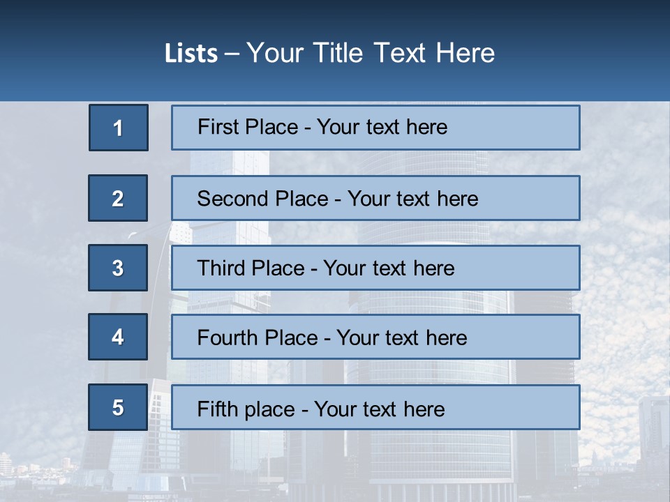 A Group Of Skyscrapers With A Blue Sky In The Background PowerPoint Template