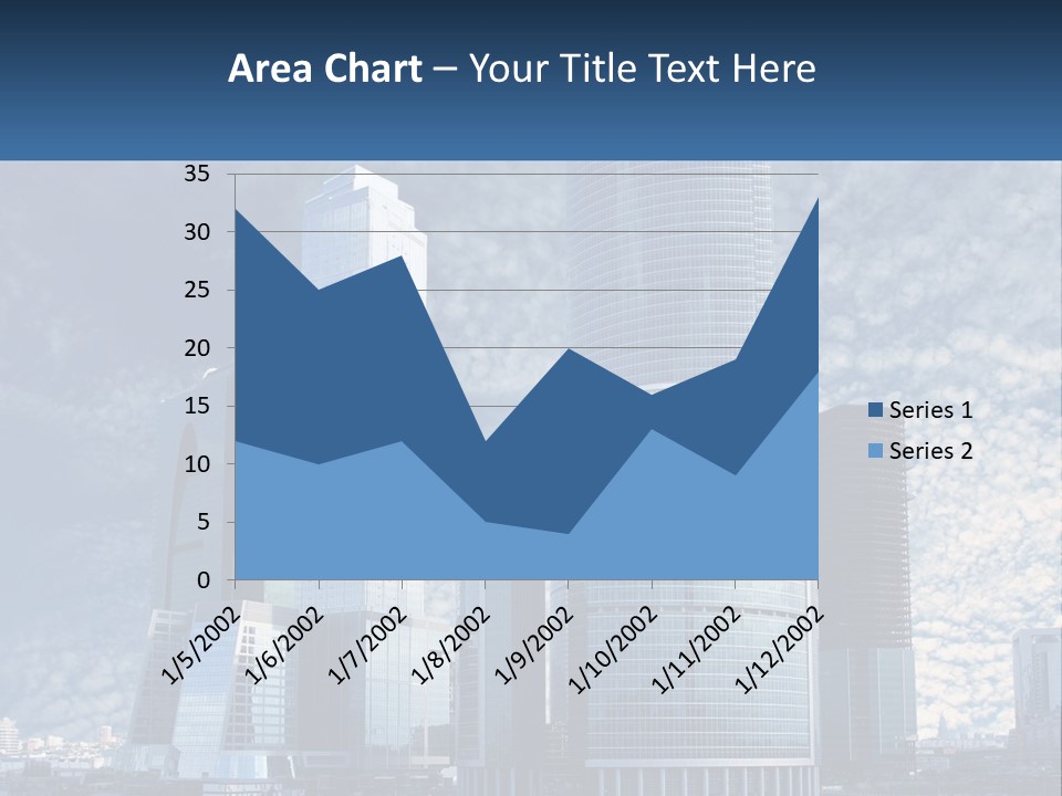 A Group Of Skyscrapers With A Blue Sky In The Background PowerPoint Template