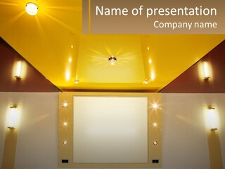 A Room With Lights And A Projection Screen PowerPoint Template