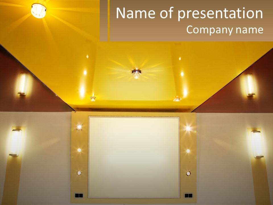 A Room With Lights And A Projection Screen PowerPoint Template