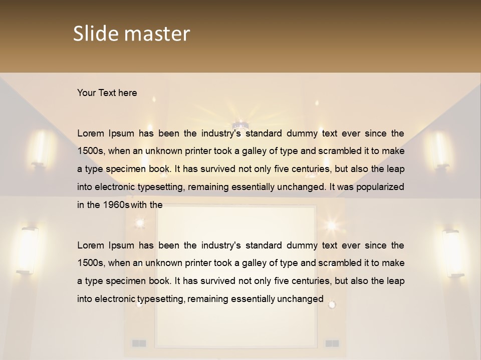 A Room With Lights And A Projection Screen PowerPoint Template