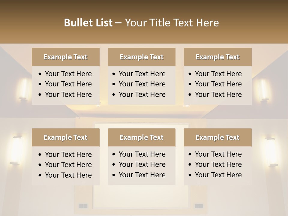 A Room With Lights And A Projection Screen PowerPoint Template