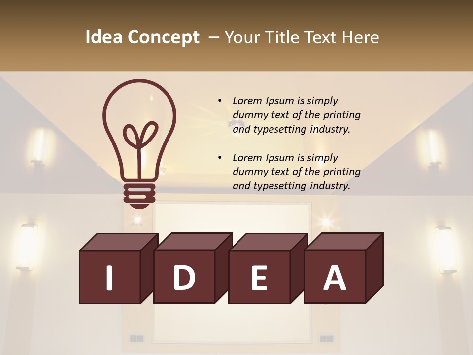 A Room With Lights And A Projection Screen PowerPoint Template